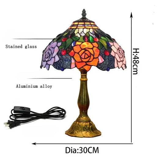 Tiffany Stained Glass Lamp - Bouquet of Roses