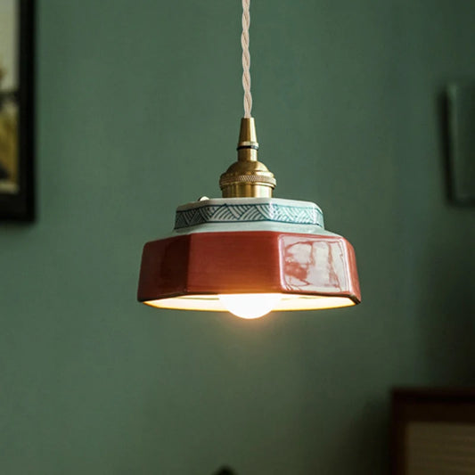 Chinese Imperial Ceramic Pendant Light