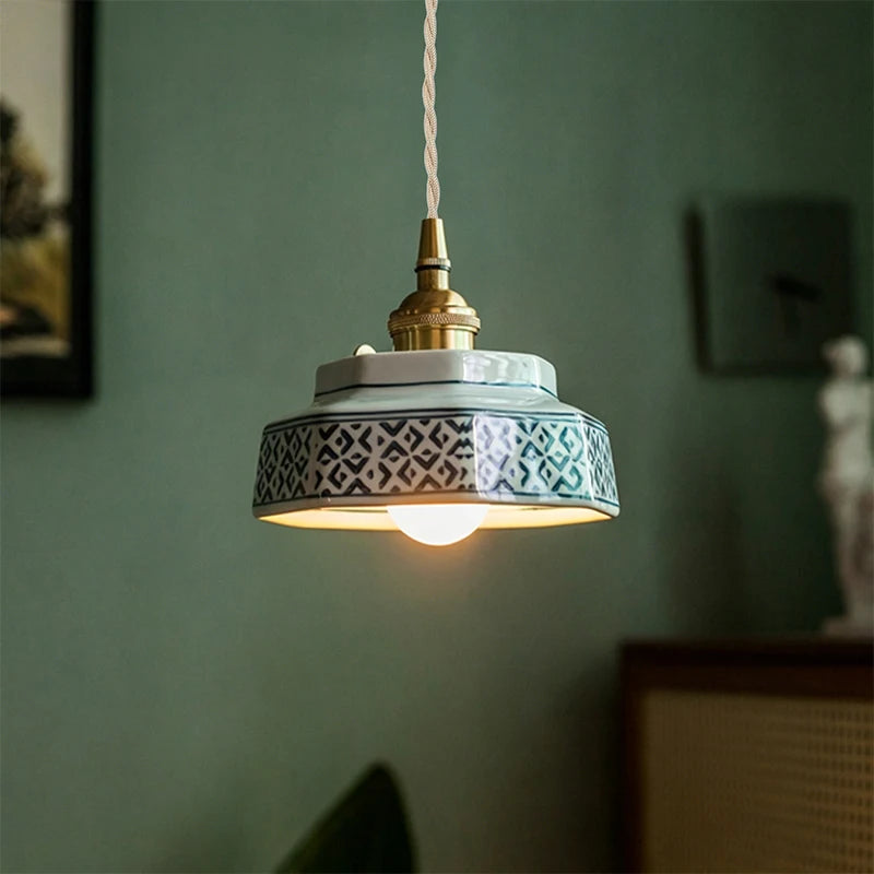 Chinese Imperial Ceramic Pendant Light