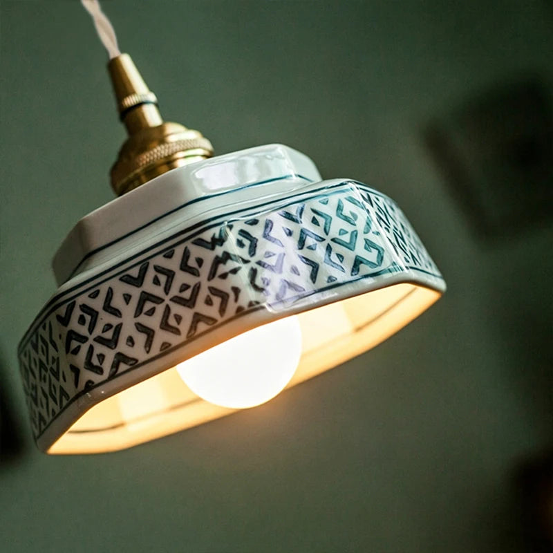 Chinese Imperial Ceramic Pendant Light
