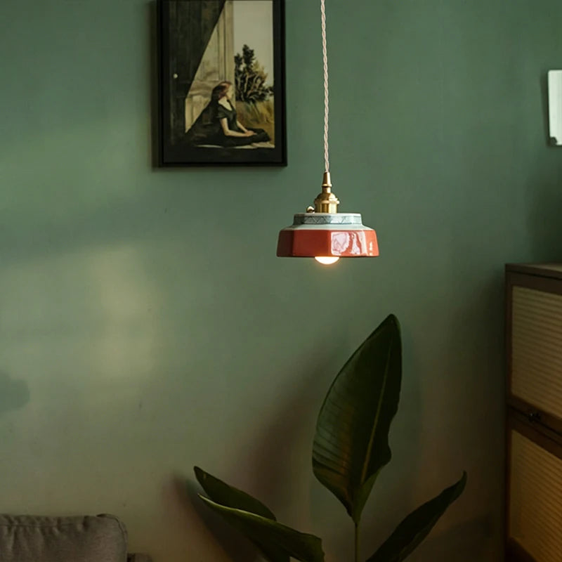 Chinese Imperial Ceramic Pendant Light