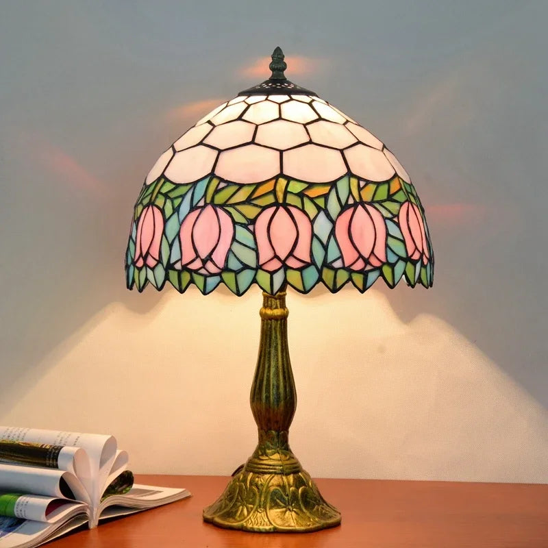 Tiffany Stained Glass Lamp - Tulip Fields