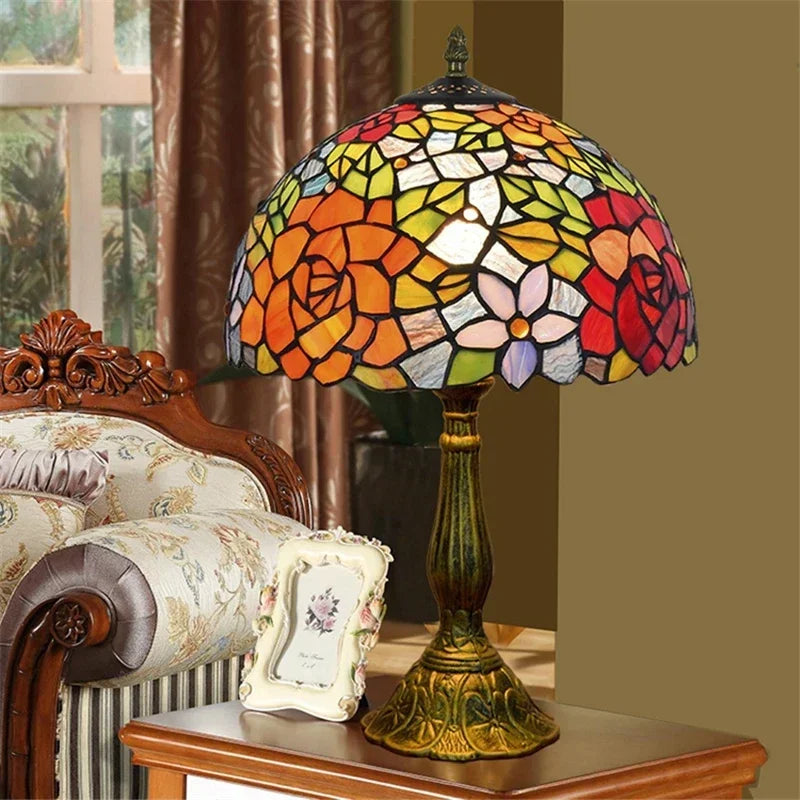 Tiffany Stained Glass Lamp - English Garden